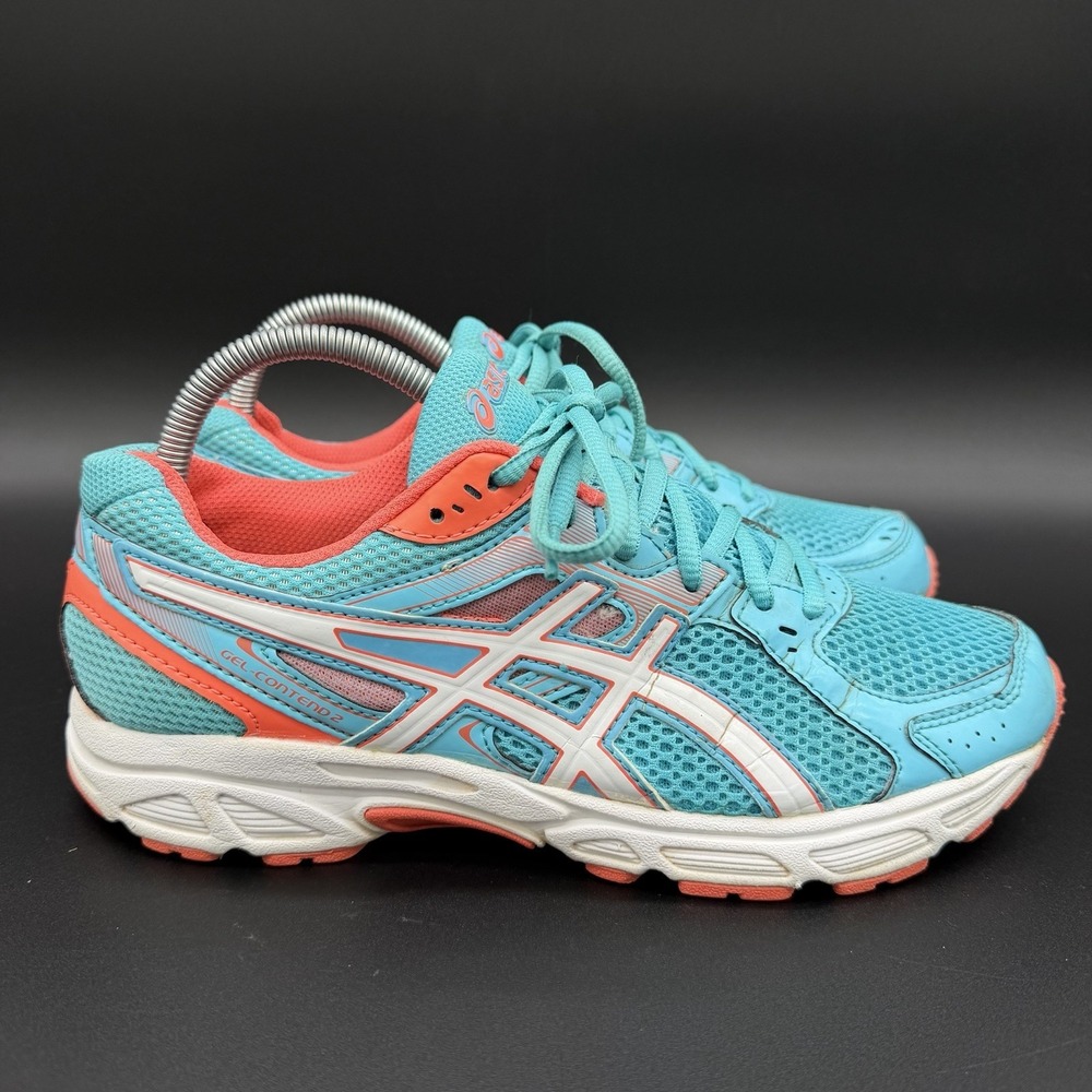 Asics Women Gel-Contend 2 Size 9 Running Shoes Blue Coral Lace Up T475Q